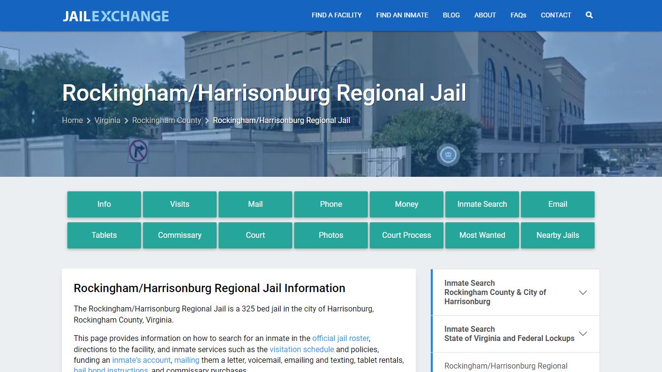 Rockingham/Harrisonburg Regional Jail, VA Inmate Search, Information